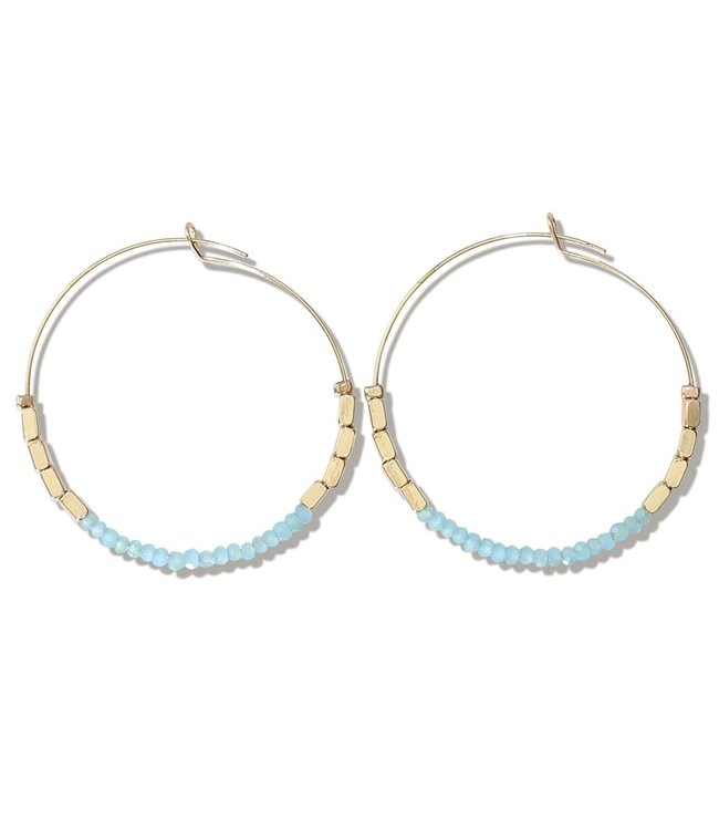 Periwinkle By Barlow Aqua And Gold Beaded Earring