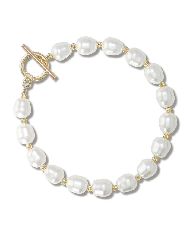 Periwinkle By Barlow Pearl W/ Gold Spacers- Bracelet