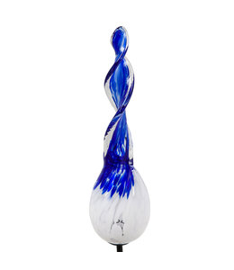 Evergreen Blue Solar Twisting Art Glass Garden Stake