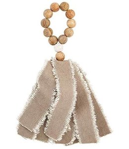 MudPie Tan Beaded Fringe Napkin Ring