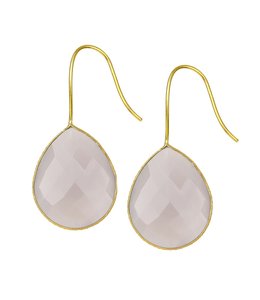 Saachi Single Drop Genuine Gemstone Gold Plated Hook Earrings