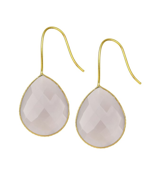 Saachi Single Drop Genuine Gemstone Gold Plated Hook Earrings