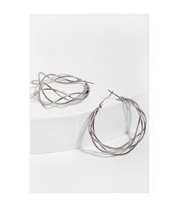 Saachi Multi Surface Hoop Earring- Silver
