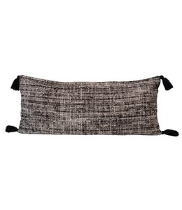 Creative Co-Op Woven Boucle Lumbar Pillow with Tassels, Multi Color