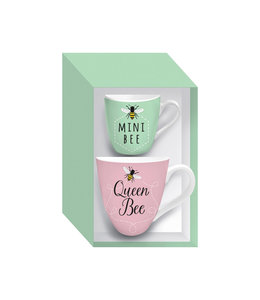 Evergreen Mommy and Me Ceramic Cup Gift set, 17 OZ, Queen Bee Mini Bee