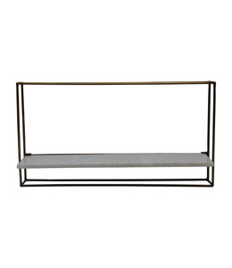 Bloomingville Metal and White Marble Wall Shelf, Brass Finish