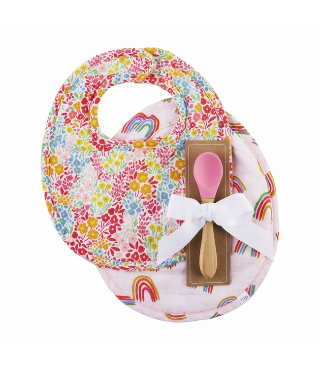 MudPie Rainbow Bib & Spoon Set