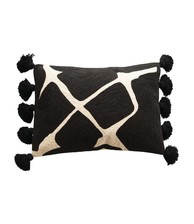 Creative Co-Op Cotton Embroidered Lumbar Pillow