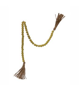 Creative Co-Op Wood Bead Garland with Jute Tassels