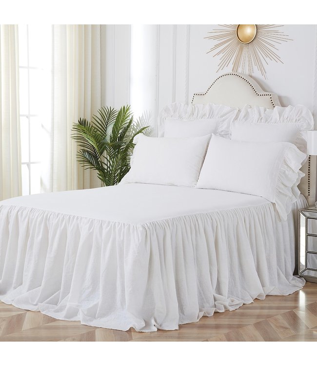 C&F Home Ruffled Bedspread Natural White King