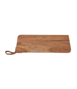 Creative Co-Op Acacia Wood Cheese/Cutting Board with Leather Strap