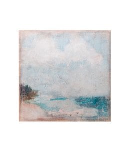 Creative Co-Op Square Canvas Wall Décor with Beach Scene