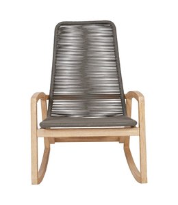 Creative Co-Op Teak Wood & Woven Rope Indoor/Outdoor Rocking Chair