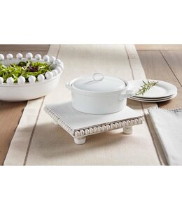 MudPie White Wood Beaded Trivet