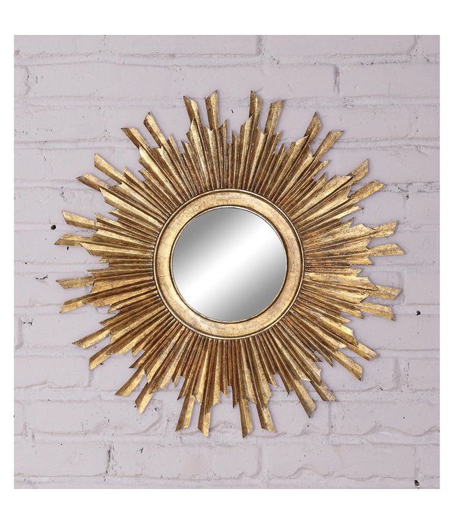 Creative Co-Op Round Sunburst Mirror, Gold Finish