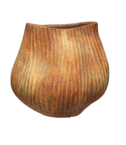 Bloomingville Distressed Terracotta Planter with Embossed Lines