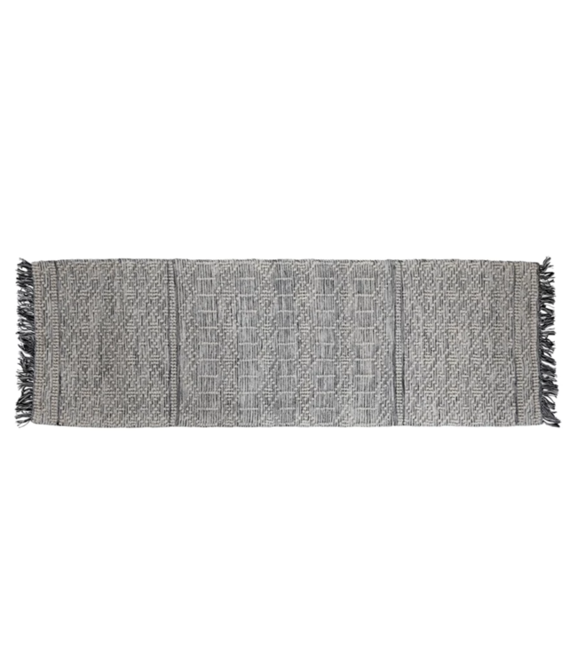 Creative Co-Op Cotton Blend Dhurrie Floor Runner with Pattern and Fringe