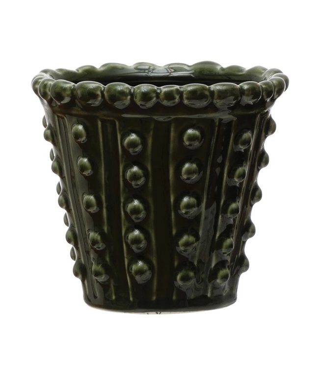 Creative Co-Op Stoneware Hobnail Planter Large