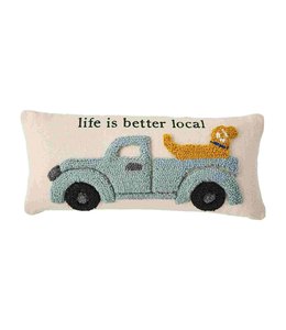 MudPie Farm Truck And Dog Hook Pillow