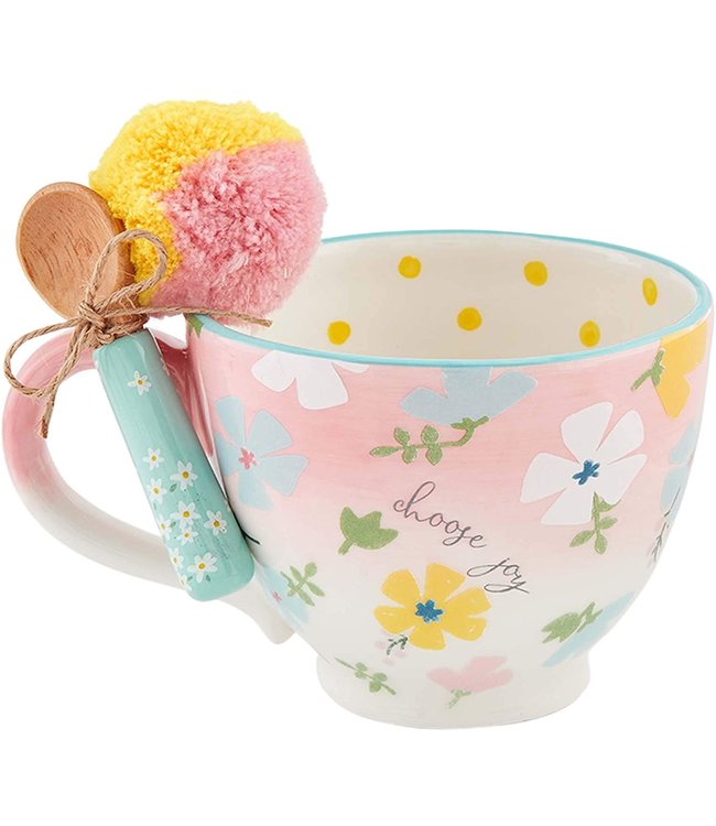 MudPie Pink Floral Mug Set