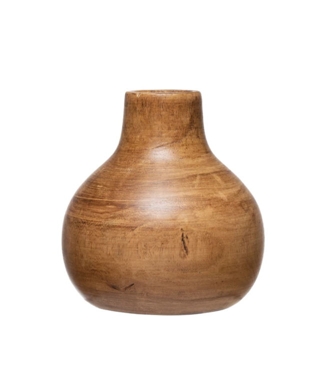 Creative Co-Op Paulownia Wood Vase, Walnut Stained Finish