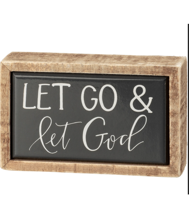 Primitives By Kathy Box Sign Mini - Let Go & Let God