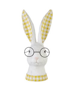 RAZ Imports 10.75" Bunny Bust W/ Gingham Check & Glasses