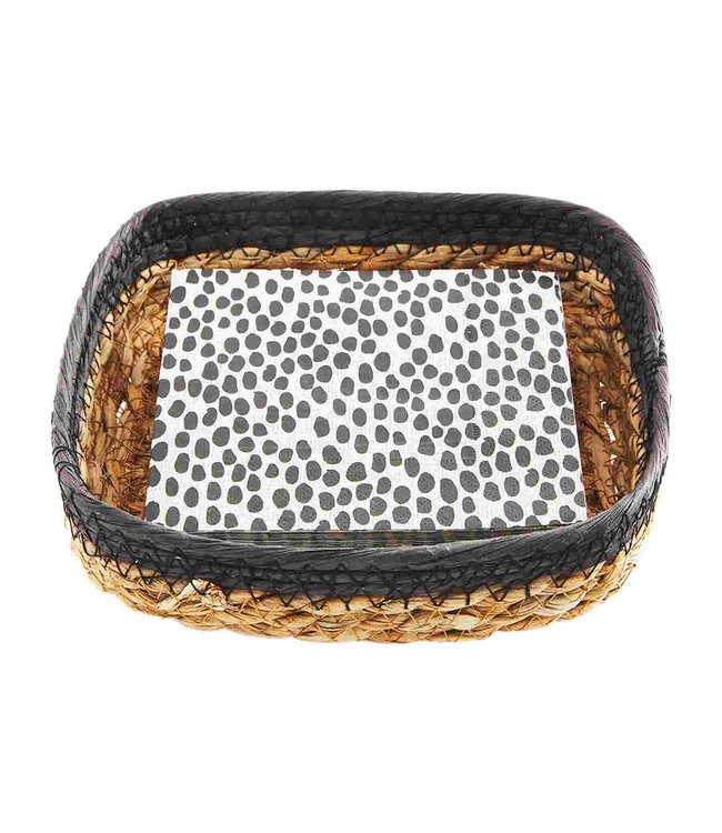 MudPie Black Spot Napkin Basket Set