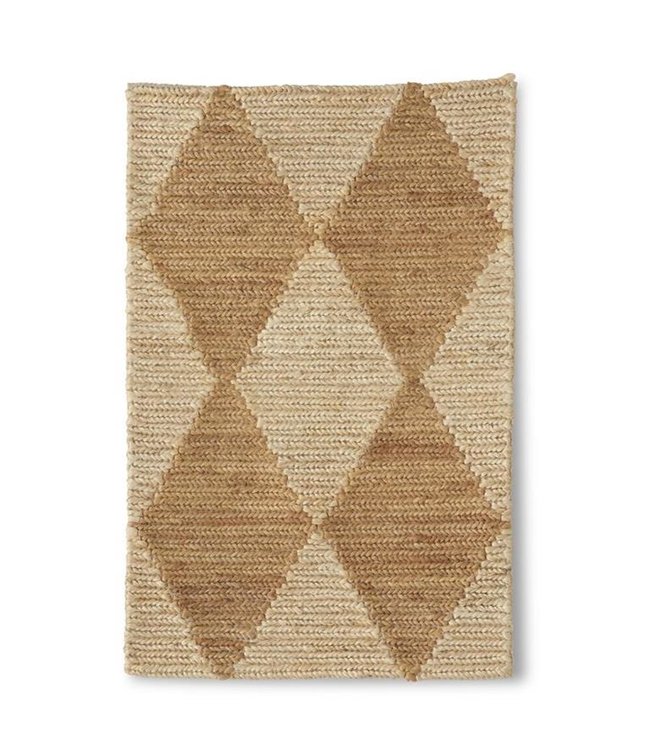 K&K Interiors Natural and Tan Jute Diamond Handwoven Rug