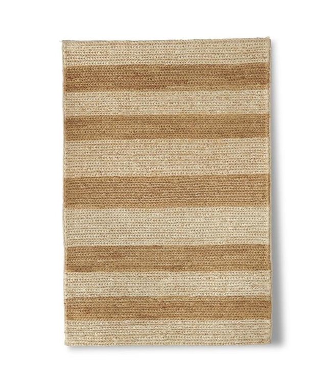 K&K Interiors Natural and Tan Jute Striped Handwoven Rug