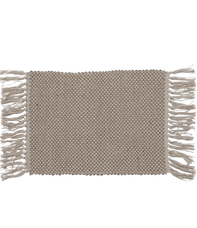 Creative Co-Op Woven Jute and Cotton Placemat with Fringe