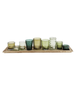 Creative Co-Op Tray with Glass Votive Holders, Boxed Set of 10