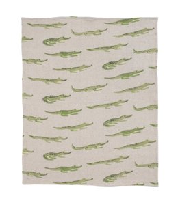 Creative Co-Op Recycled Cotton Blend Baby Blanket with Alligators