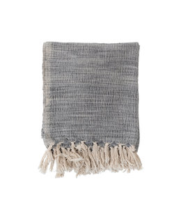 Creative Co-Op Woven Wool Blend Throw with Fringe