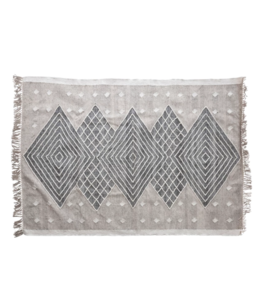 Creative Co-Op Woven Wool and Cotton Kilim Rug with Fringe