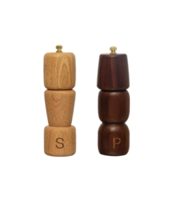 Creative Co-Op Acacia and Rubberwood Salt and Pepper Mills, Set of 2