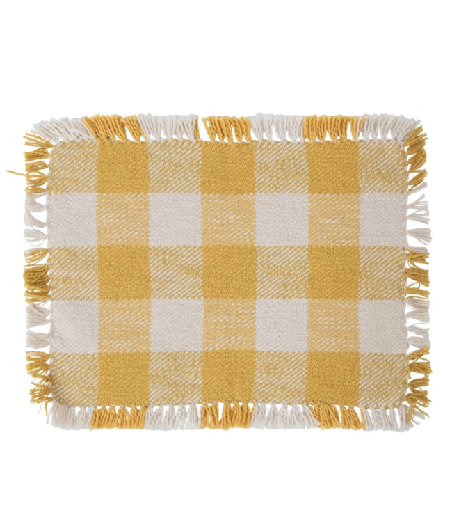 Creative Co-Op Woven Cotton Placemat with Buffalo Check and Fringe