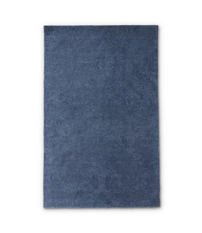 K&K Interiors Blue Wool Damask Hand-Tufted Area Rug (5x8)