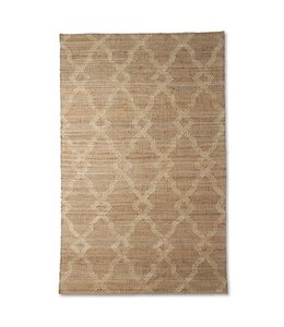 K&K Interiors Gray & Cream Jute Interlocking Diamond Handwoven Rug (5x8)