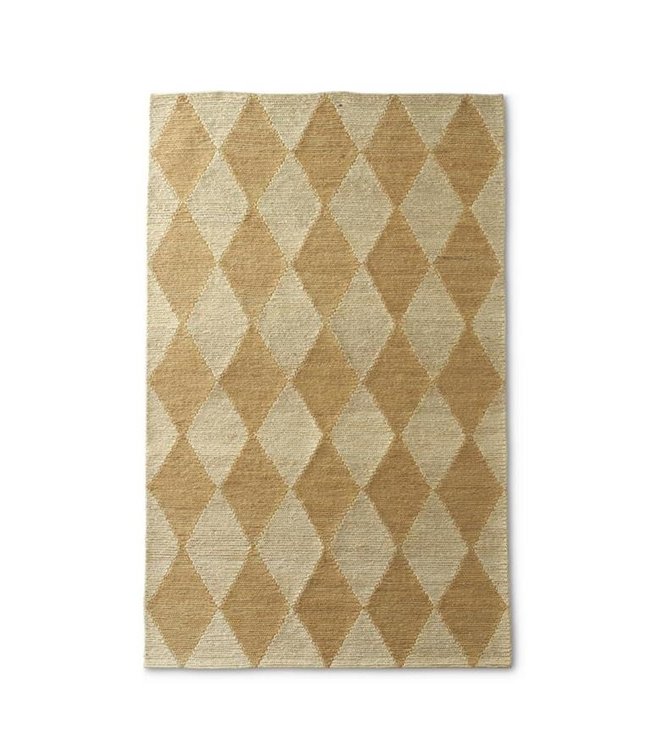 K&K Interiors Natural & Tan Jute Diamond Handwoven Rug (5x8)