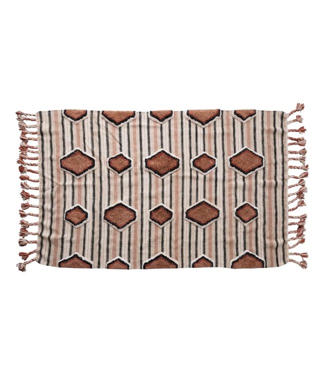 Creative Co-Op Cotton Tufted Kilim Rug with Braided Tassels