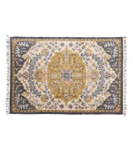 Creative Co-Op Woven Cotton Distressed Print Rug with Fringe