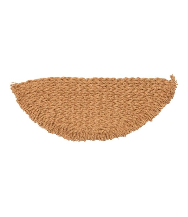 Creative Co-Op Woven Natural Coir Half Round Doormat with Fringe