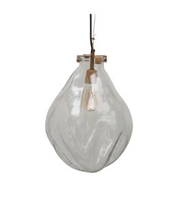 Creative Co-Op Hand-Blown Glass and Metal Pendant Lamp - 19" x 14"