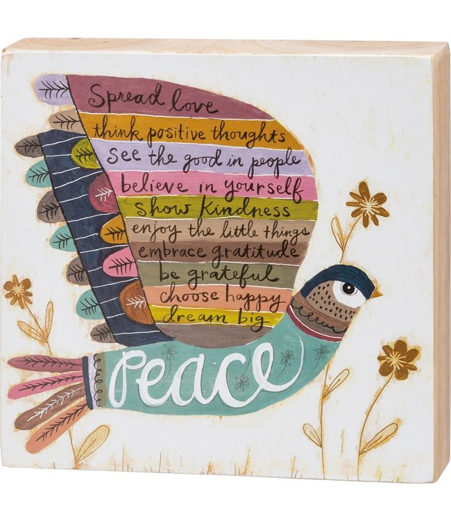 Primitives By Kathy Block Sign - Spread Love Choose Happy Peace