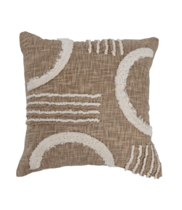 Bloomingville Cotton Slub Tufted Pillow with Geometric Design