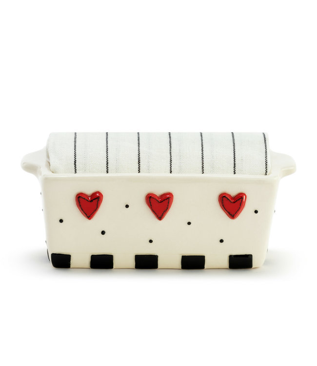 Demdaco Dots & Hearts Mini Loaf Pan with Towel