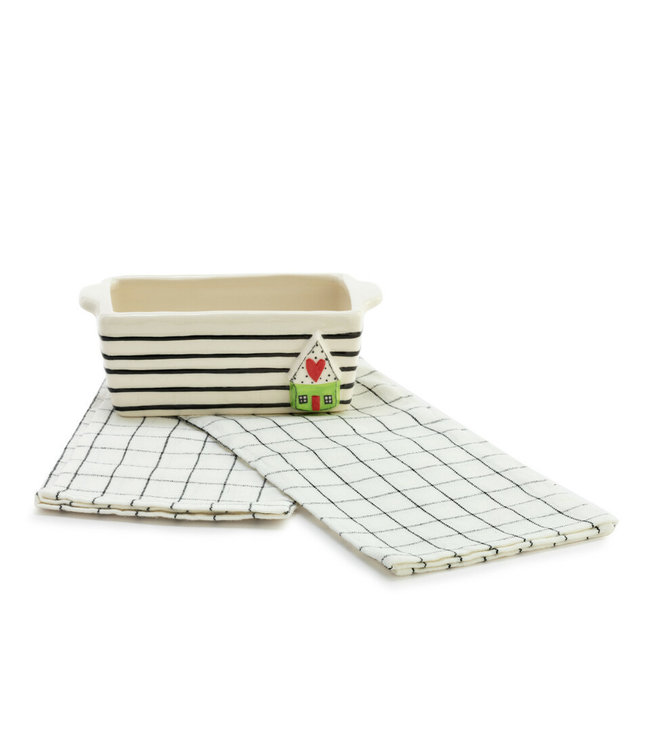 Demdaco Home & Stripes Mini Loaf Pan with Towel