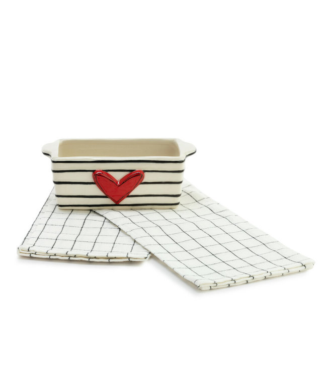 Demdaco Red Heart Mini Loaf Pan with Towel