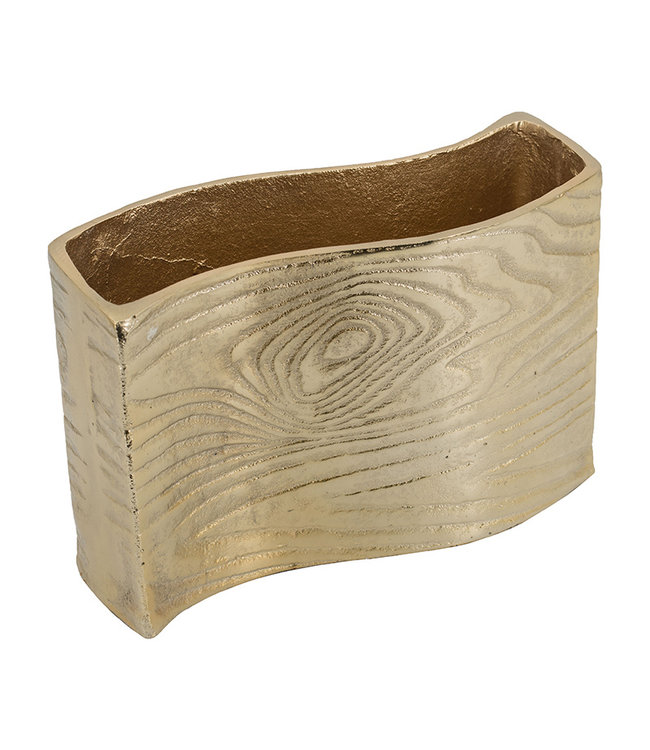 A&B Home Wood Texture Gold Rectangle Vase